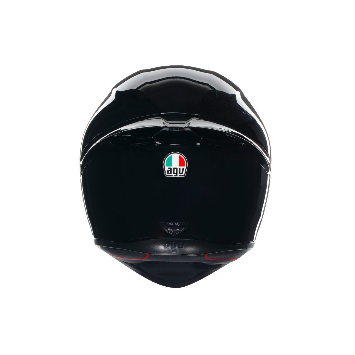 Black motorcycle helmet with AGV logo on a white background