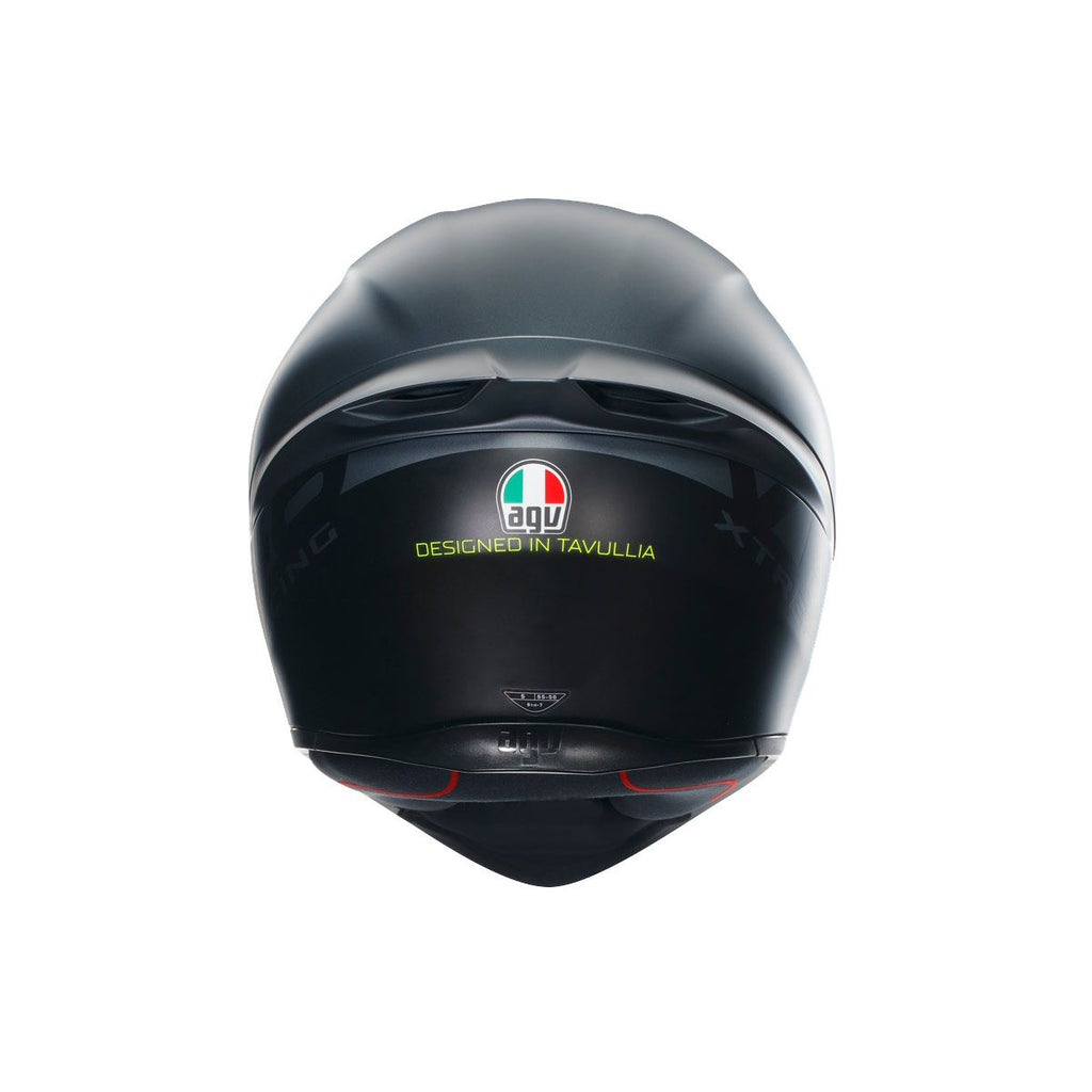 Black motorcycle helmet with a brand logo on a white background