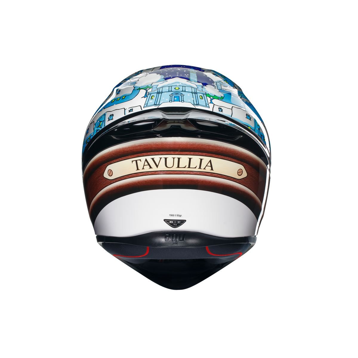 Motorcycle helmet with Tavullia branding on a white background