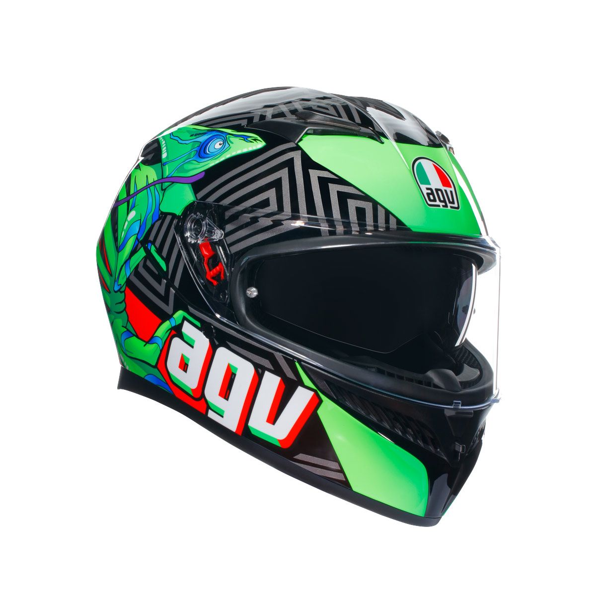 AGV K3 E2206 KAMALEON BLACK/RED/GREEN HELMET