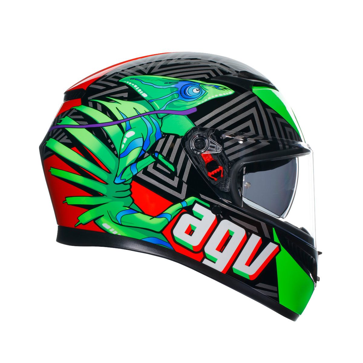 AGV K3 E2206 KAMALEON BLACK/RED/GREEN HELMET