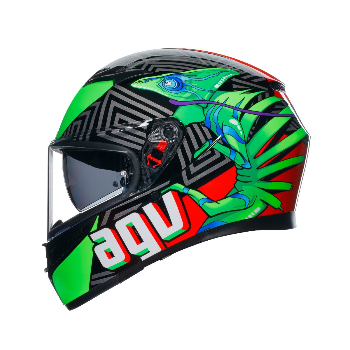 AGV K3 E2206 KAMALEON BLACK/RED/GREEN HELMET