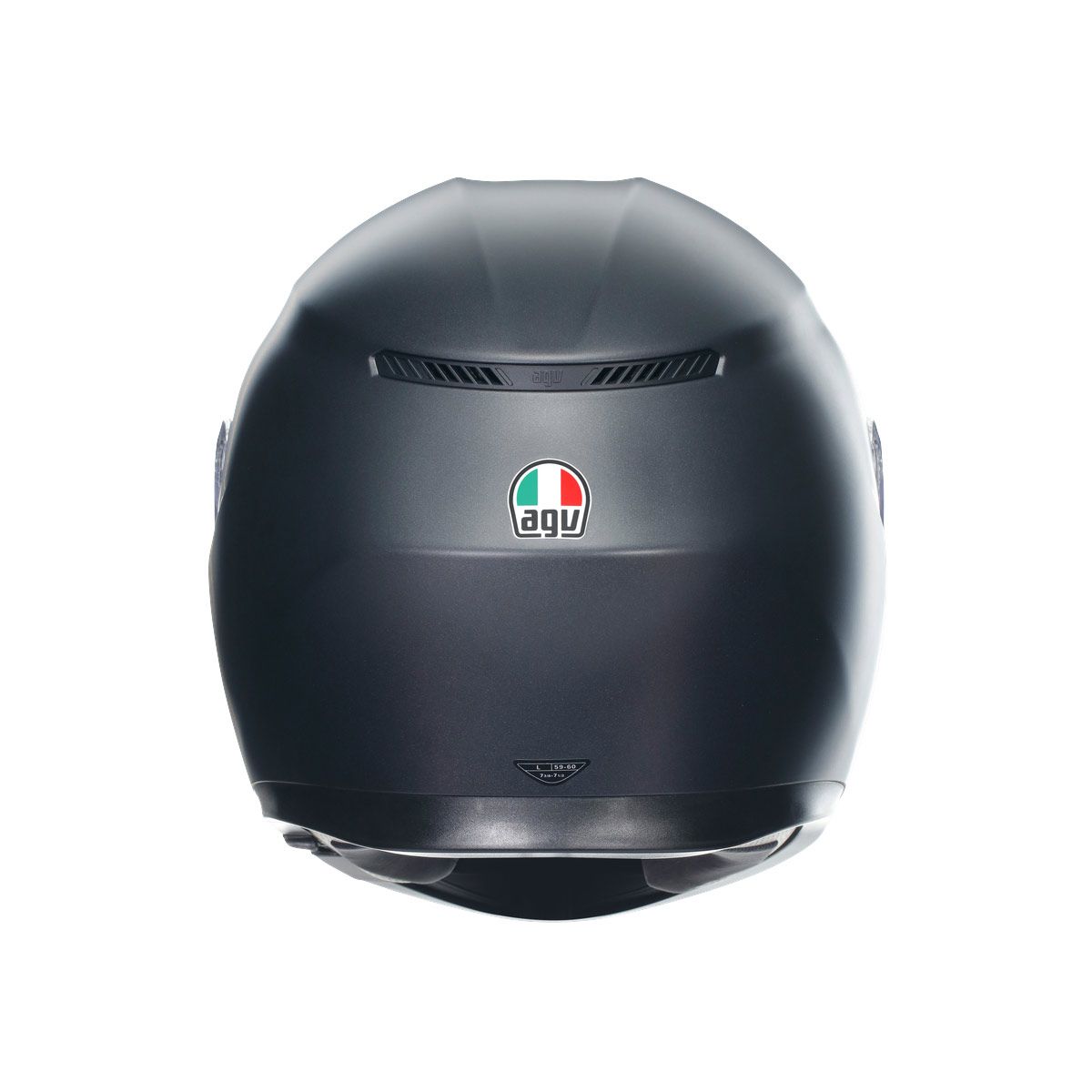Black motorcycle helmet with Agv logo on a white background