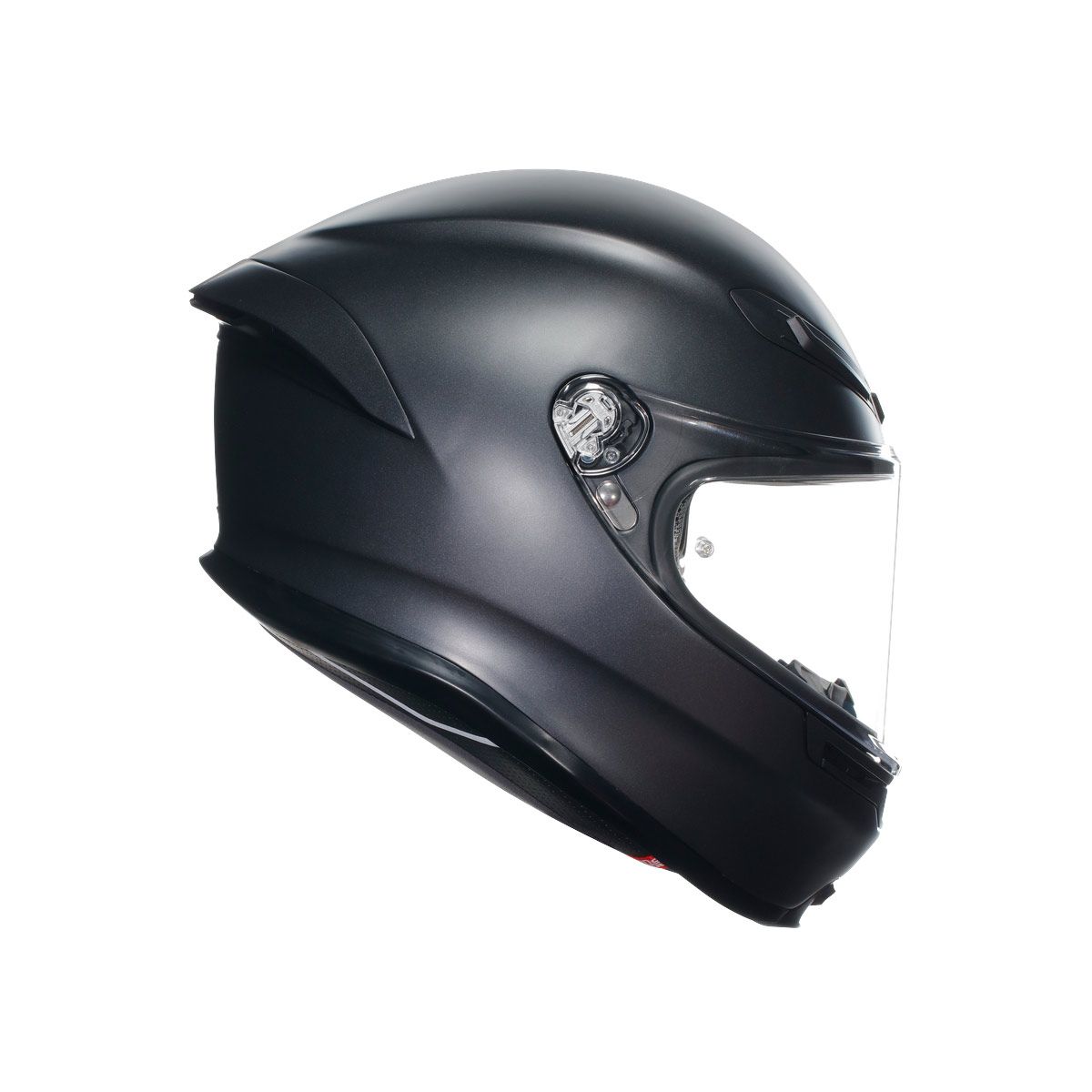 Black motorcycle helmet on a white background
