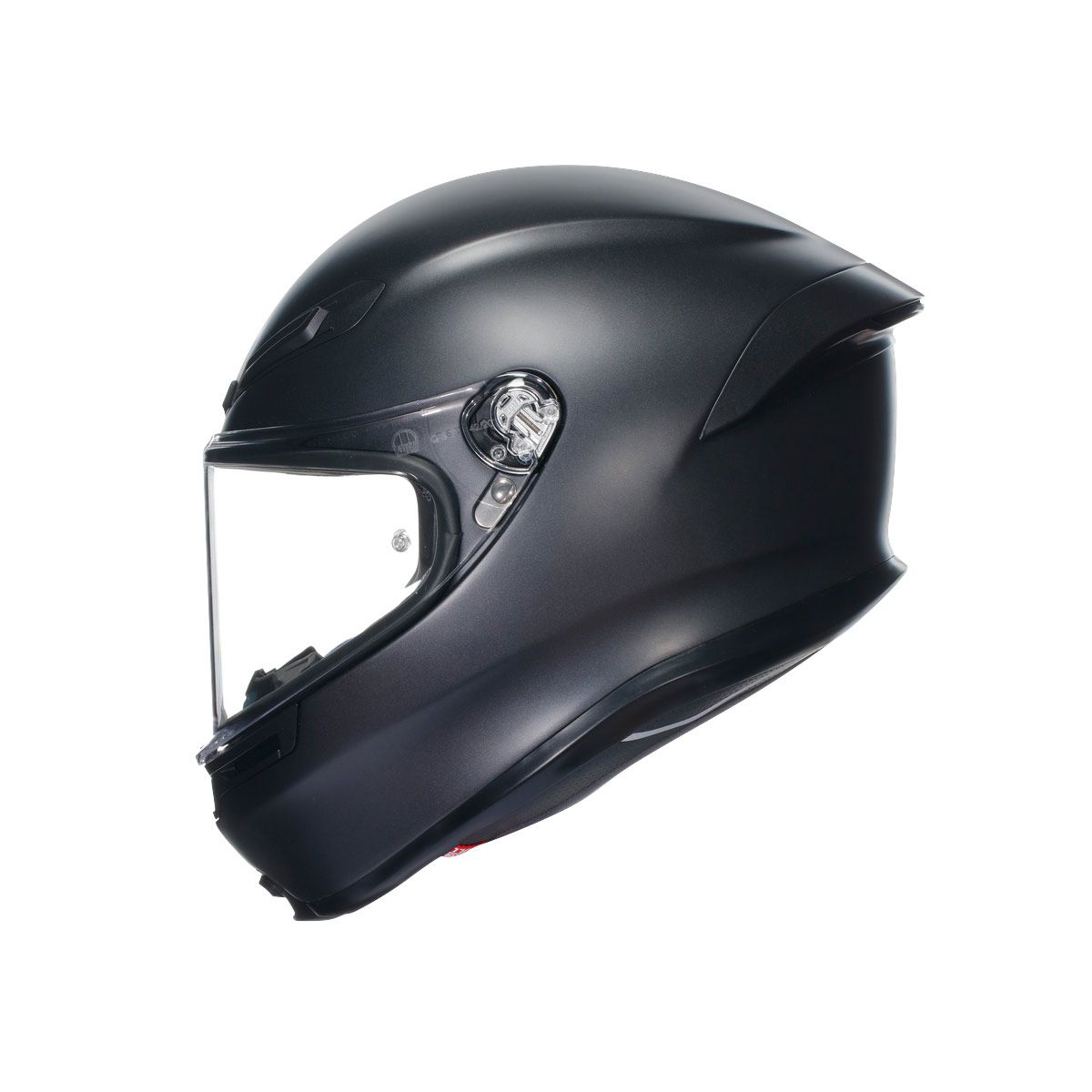 Black motorcycle helmet on a white background