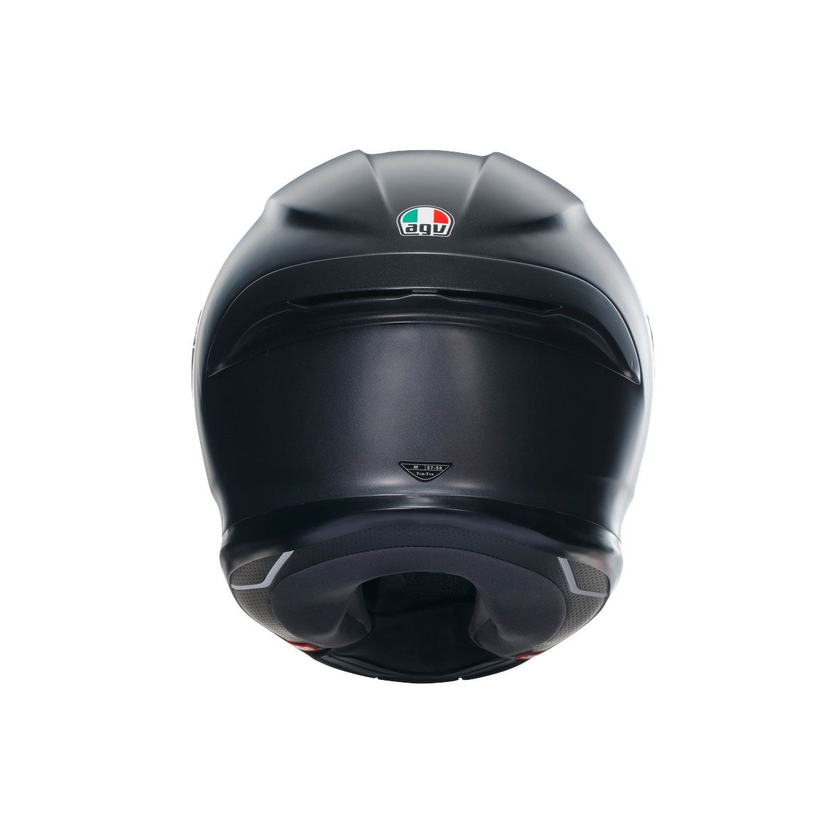 Black motorcycle helmet with Agv logo on a white background