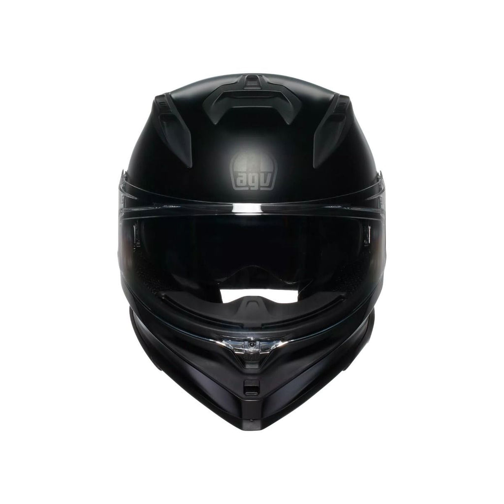 Black motorcycle helmet on a white background
