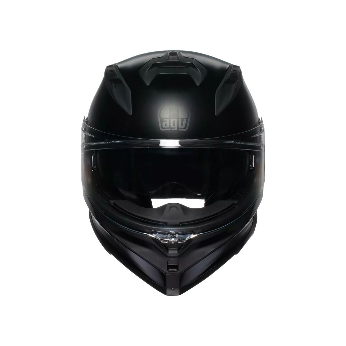 Black motorcycle helmet on a white background