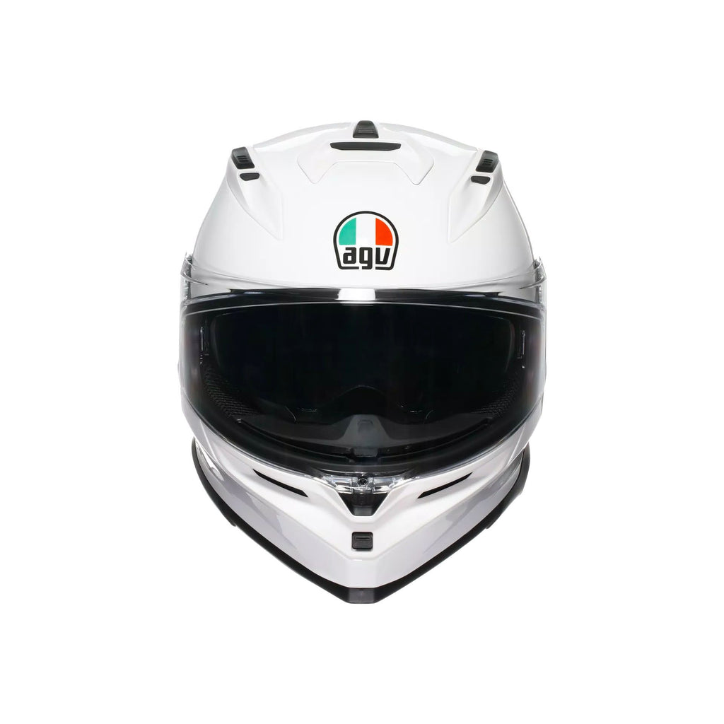 White motorcycle helmet with AGV logo on a white background