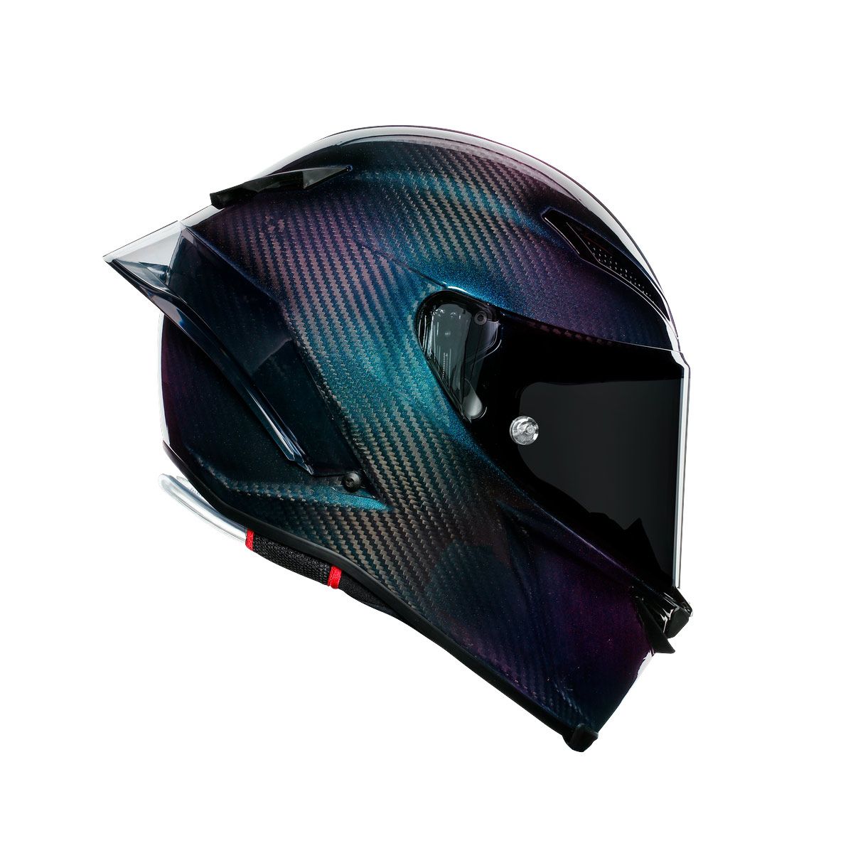 Carbon fiber motorcycle helmet on a white background