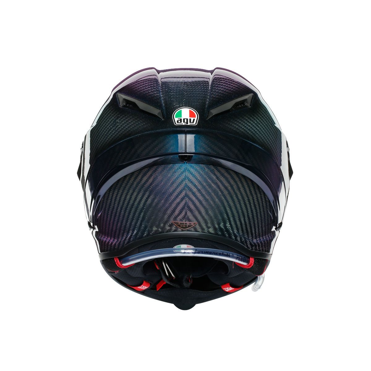 Motorcycle helmet with a brand logo on a white background