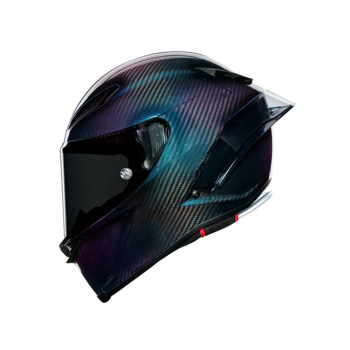 Carbon fiber motorcycle helmet on a white background