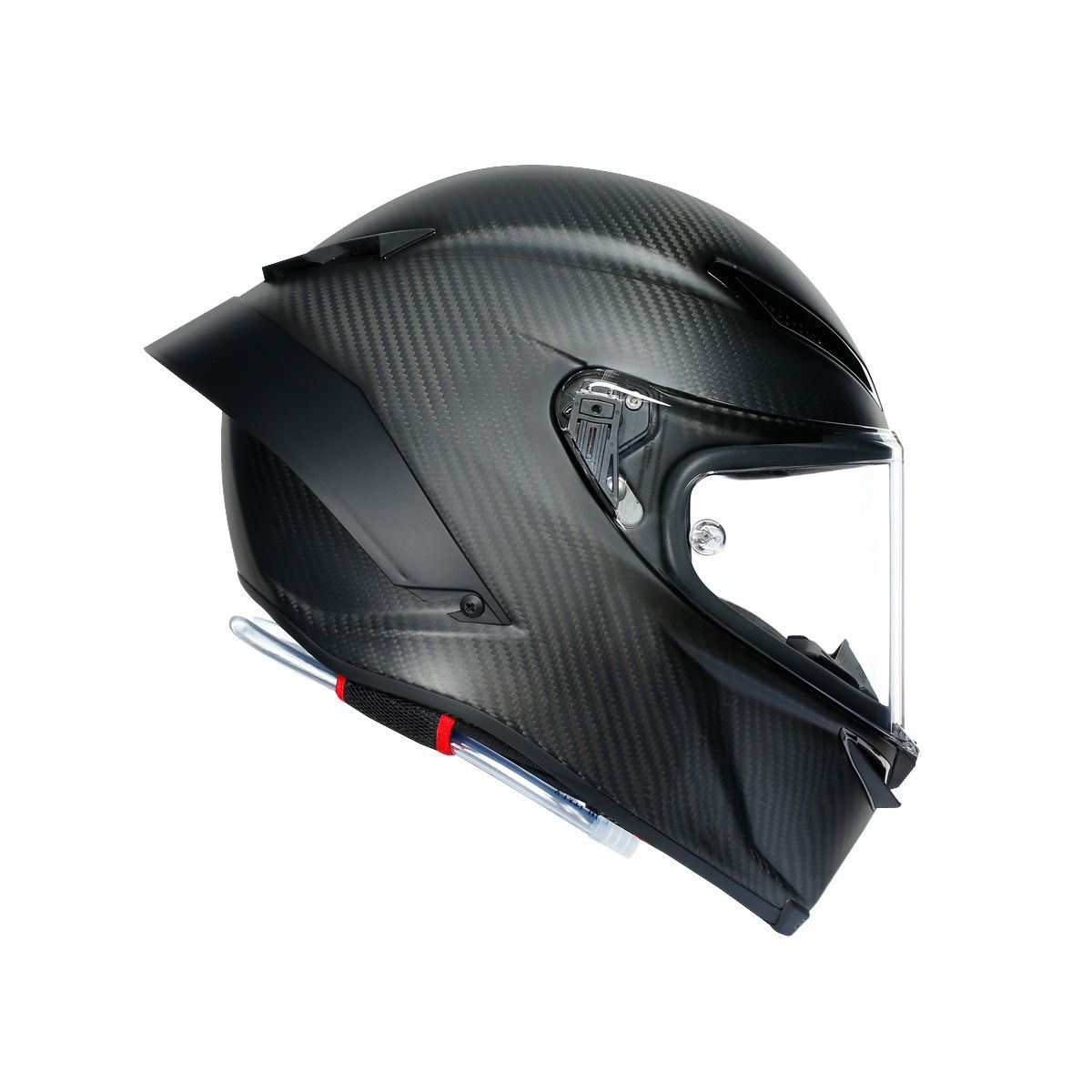 Carbon fiber motorcycle helmet on a white background