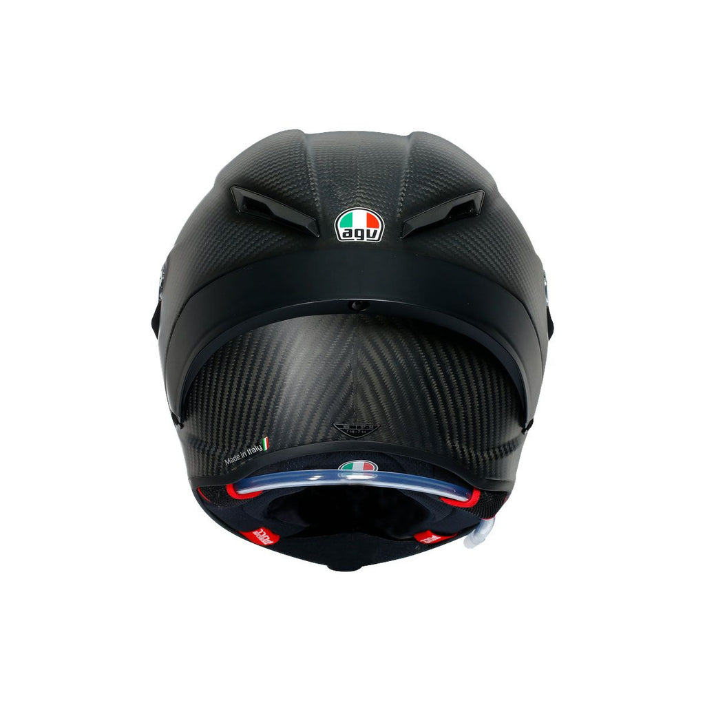 Black motorcycle helmet with AGV logo on a white background