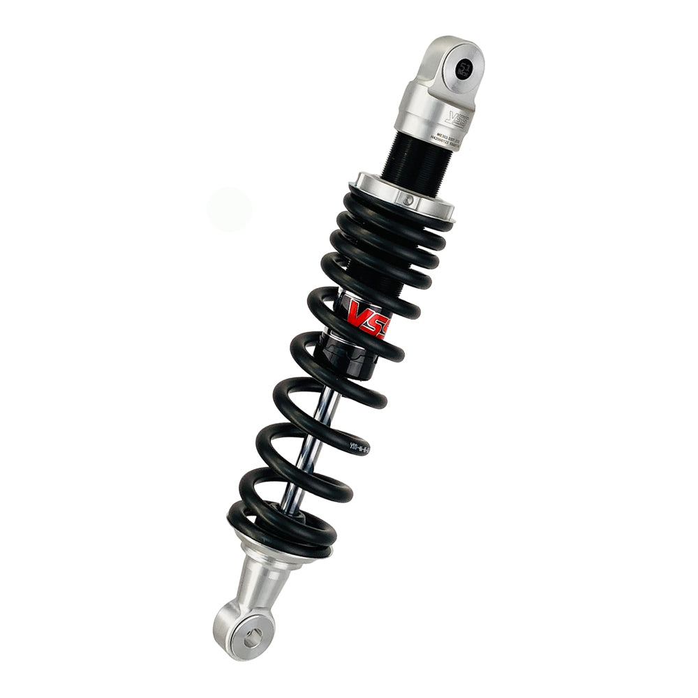 Motorcycle shock absorber with brand logo on a white background