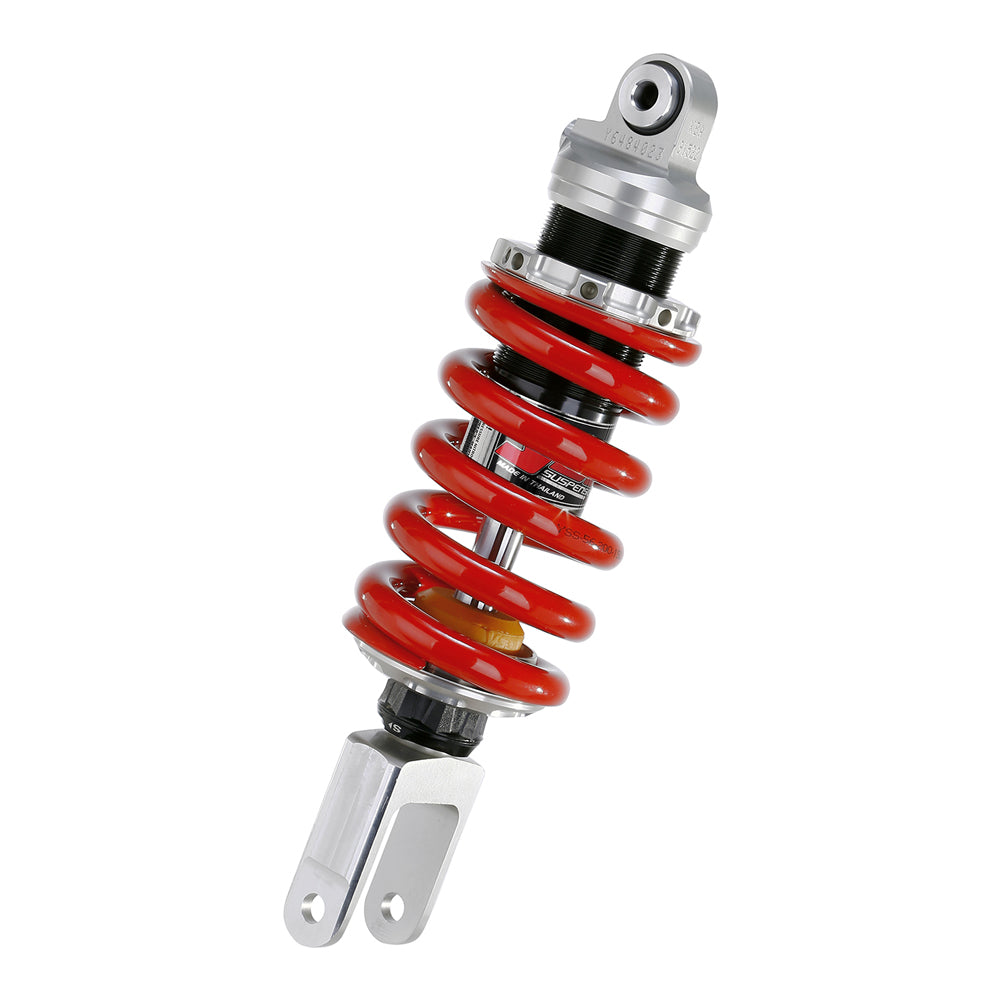 Red shock absorber on a white background